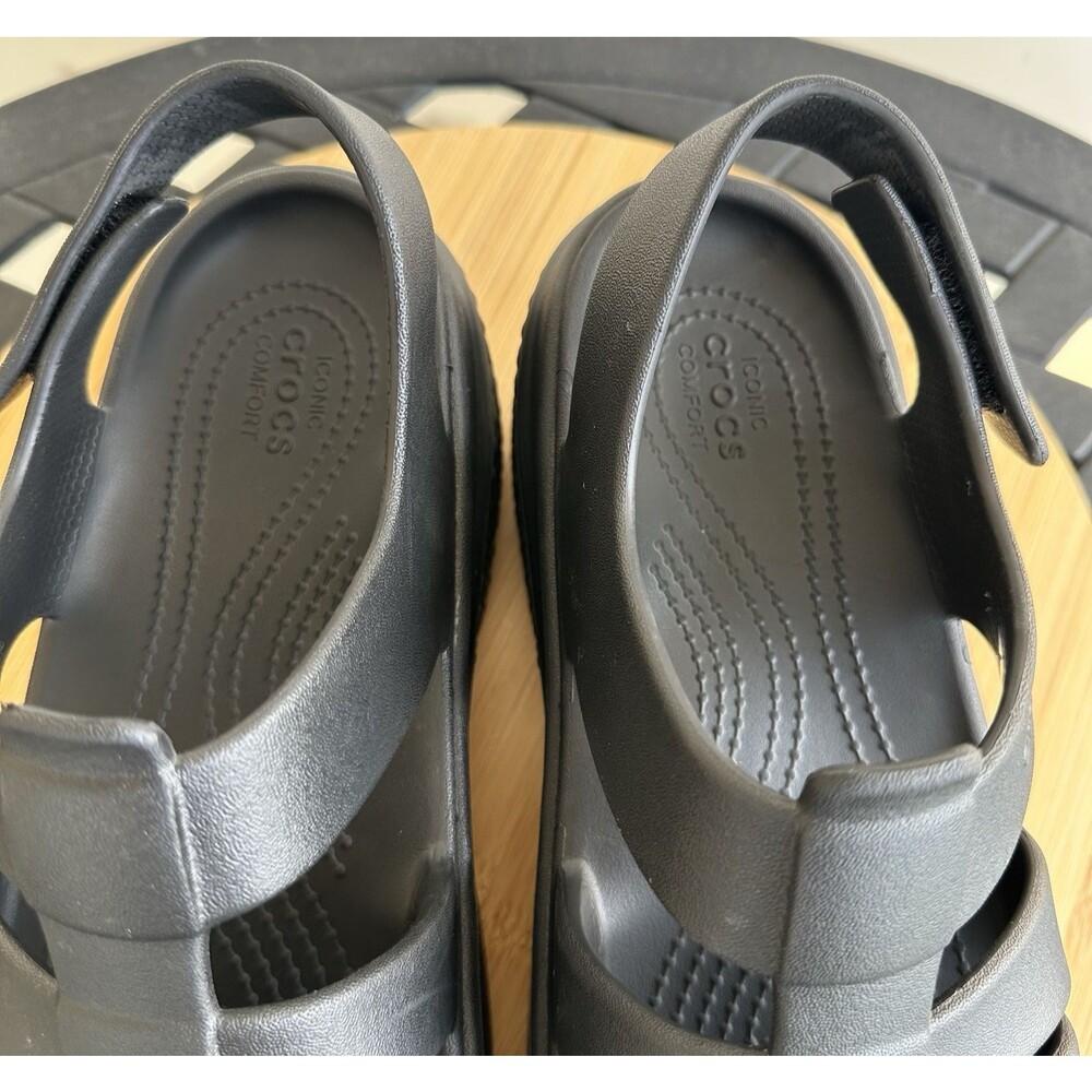 CROCS Stomp Fisherman Platform Chunky Sandals Black Summer Comfort Size M 7/W 9 - Picture 12 of 15